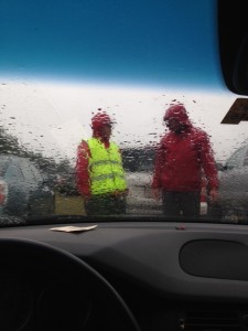 Rainy Sunday through the windshield